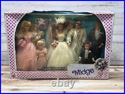 1990 Barbie Ken Midge Alan Stacie Todd Wedding Party Gift Set 6 Dolls Total NRFB