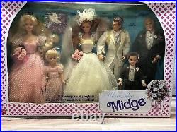 1990 Barbie Ken Midge Alan Stacie Todd Wedding Party Gift Set 6 Dolls Total NRFB