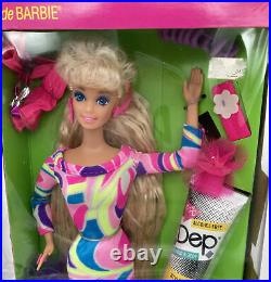 1991 TOTALLY HAIR Blond Barbie Doll Longest Hair Ever with Styling Gel #1112 NRFB