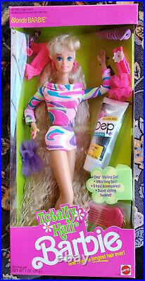 NRFB 1991 Totally Hair Barbie Set of 5 Dolls (Barbies, Ken, Courtney & Skipper)
