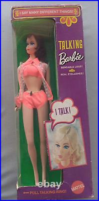 NRFB BrunetteTalking Barbie DollVintage Mod 1969 #1115Nape CurlNIBMute