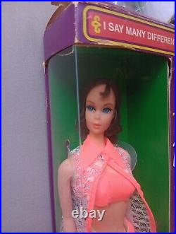 NRFB BrunetteTalking Barbie DollVintage Mod 1969 #1115Nape CurlNIBMute