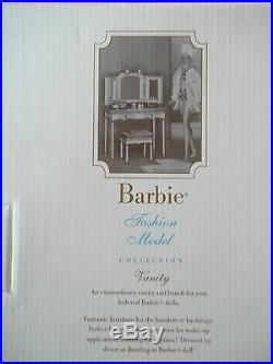 RARE BARBIE SILKSTONE VANITY, BENCH, and ACCS Fashion Model GOLD LABEL NRFB #B3436