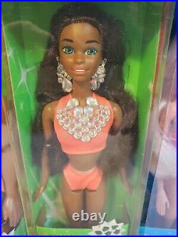 Sun Jewel Barbie Doll Lot Of 5 Skipper Ken Steven Shani 1993 Mattel Nrfb