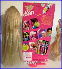 Vintage 1991 Totally Hair Barbie LOT Ken NRFB + Barbie & Skipper Dolls + Dep Gel