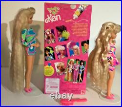 Vintage 1991 Totally Hair Barbie LOT Ken NRFB + Barbie & Skipper Dolls + Dep Gel