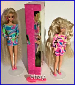 Vintage 1991 Totally Hair Barbie LOT Ken NRFB + Barbie & Skipper Dolls + Dep Gel