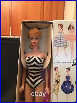 Vintage Ponytail #5 Barbie Doll Blonde Greasy Face100% Authentic NRFB 1960s
